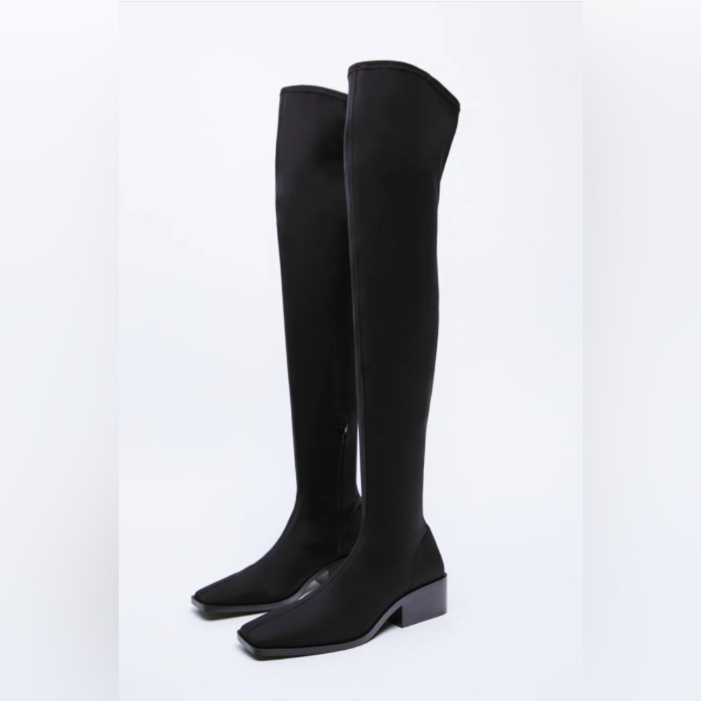 NWT Over the knee, stretch material , fitted, square toe, tech foam insole